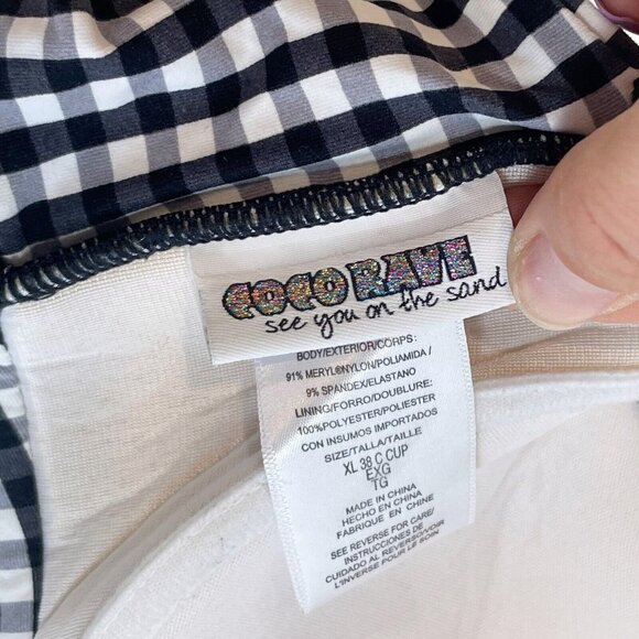 Coco Rave Womens Mini Me Plaid Molded U-Wire Bikini Top XL 38C Swimwear Gingham - Picture 9 of 9